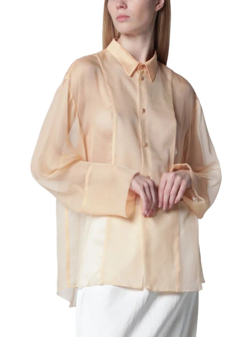 Alberta Ferretti Sheer Long-Sleeved Blouse With Classic Collar And Relaxed Silhouette