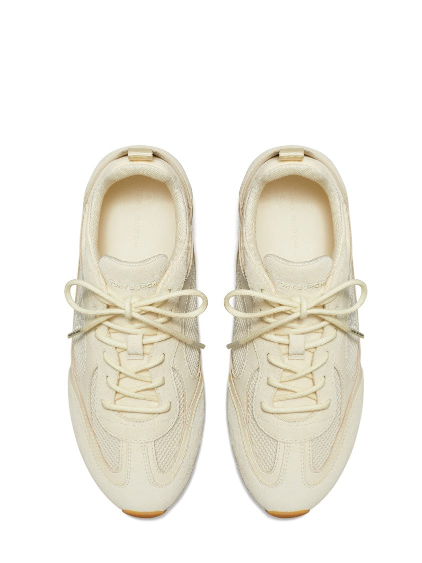 Tory Burch Minimalist Low-Profile Sneakers With Suede And Leather Panels