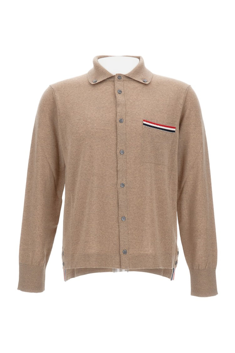 Thom Browne Wool Cardigan With Pointed Collar