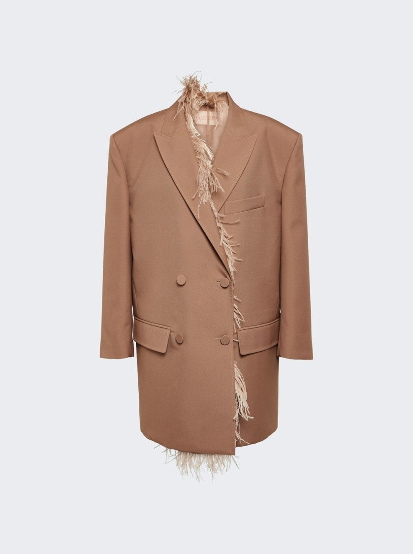 Valentino Feather-Trimmed Double-Breasted Blazer