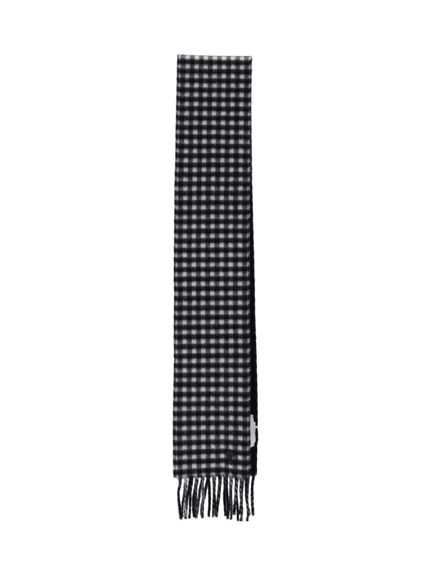 Ami Paris Black Checkered Wool Scarf