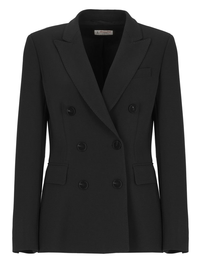 Alberto Biani Black Double-Breasted Classic Lapel Structured Jacket