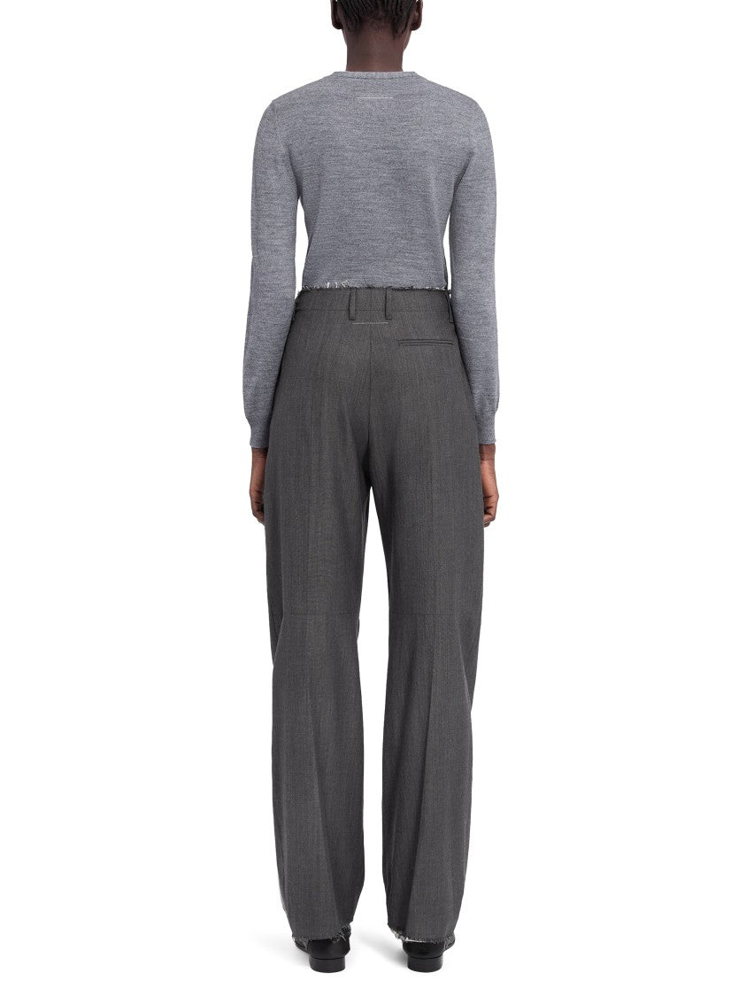 Mm6 By Maison Margiela Wide-Leg Trousers With High Waist And Subtle Pleats