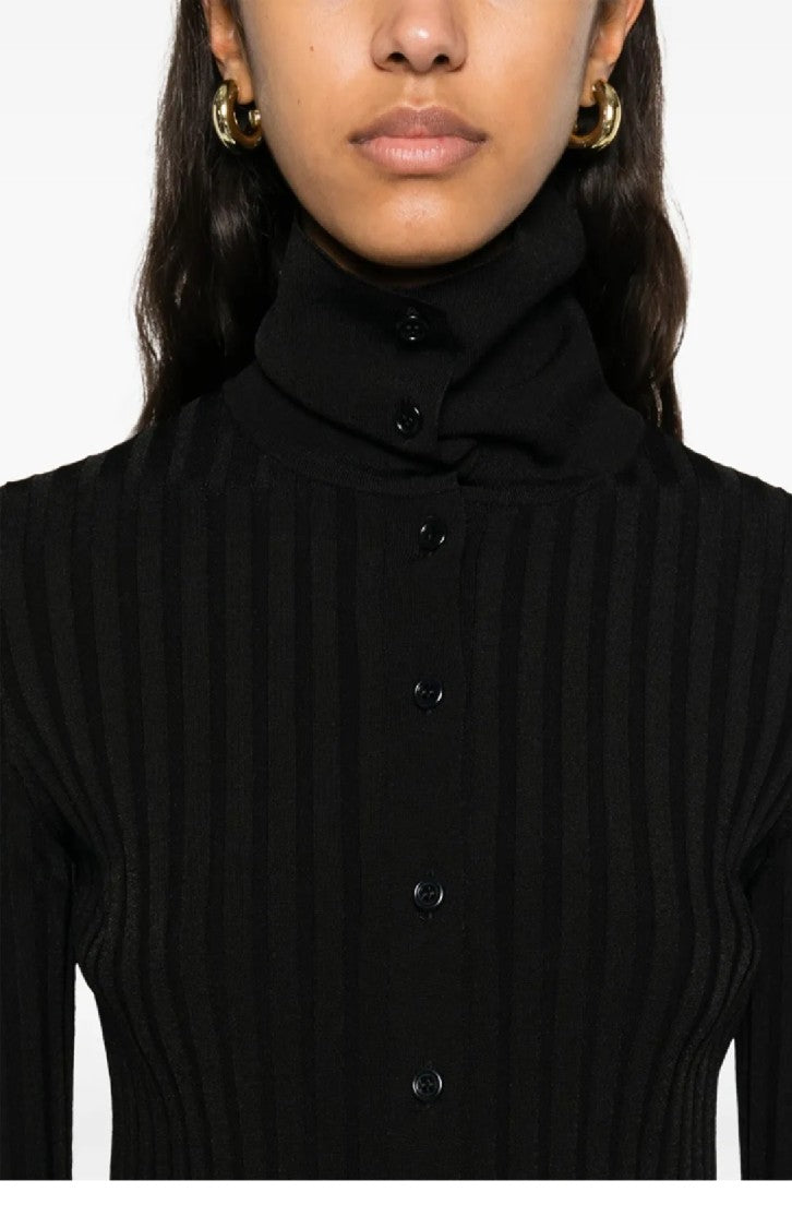 Fabiana Filippi Fitted Ribbed Top With High Collar