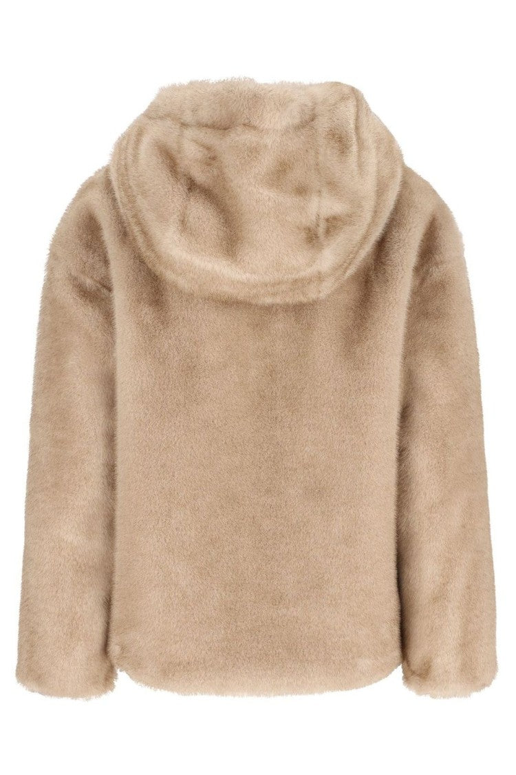 Herno Short Brown Coat With Plush Texture