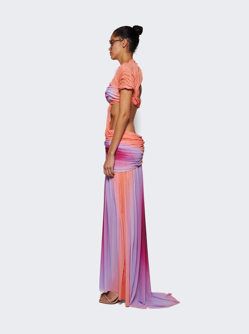 Di Petsa Long Wetlook Dress Sunset Gradient