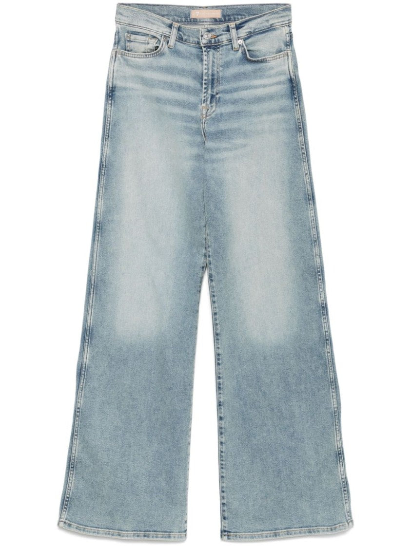 Seven Wide-Leg Light Blue Jeans With Classic Five-Pocket Design