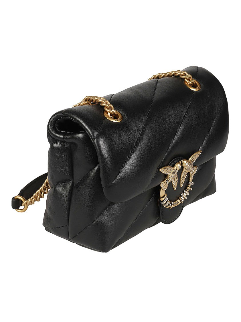 Pinko Puff Mini New Buckle Quilted Sheepskin Shoulder Bag