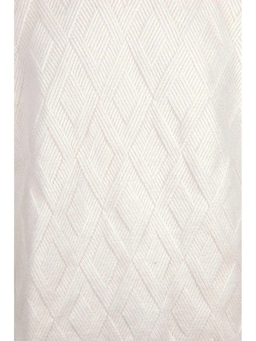 Herno Resort Crewneck Cashmere Sweater With Subtle Diamond Pattern