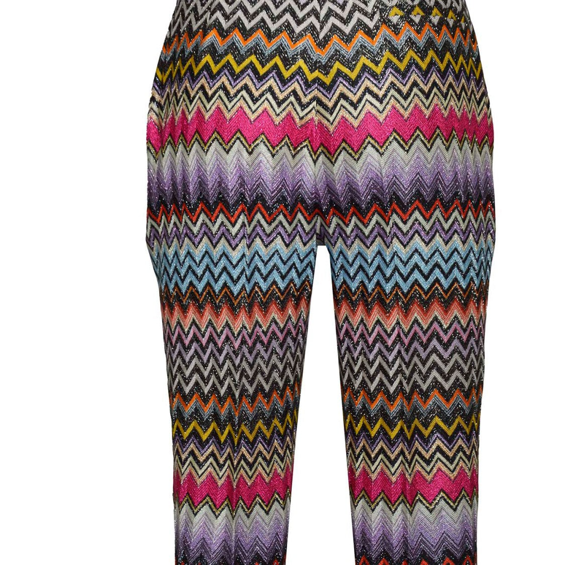 Missoni Multicolored Chevron Print Lamé Thread Viscose Capri Pants
