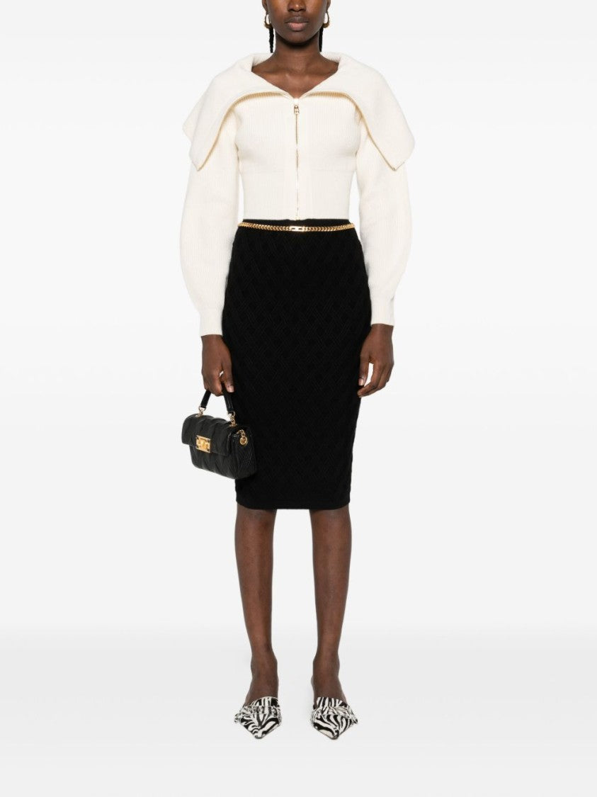 Elisabetta Franchi Skirt In Knit Fabric With Diamonds