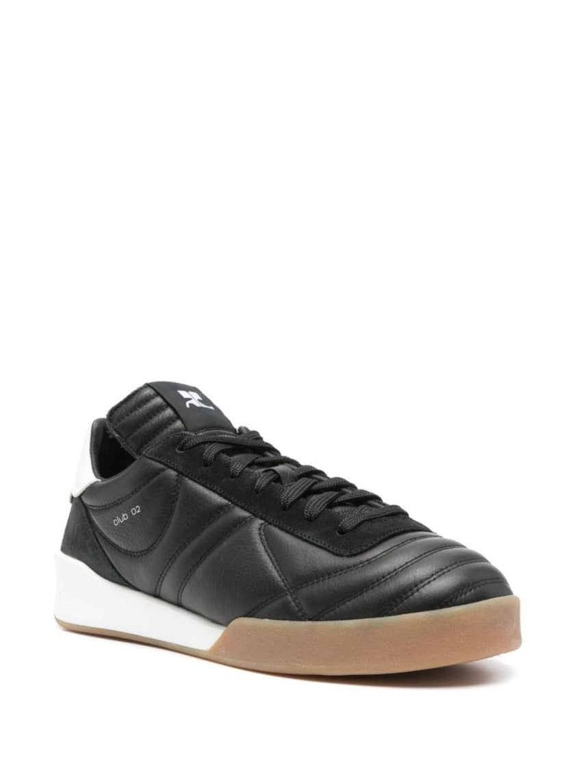 Courrèges Matelassé Black Calf Leather Sneakers