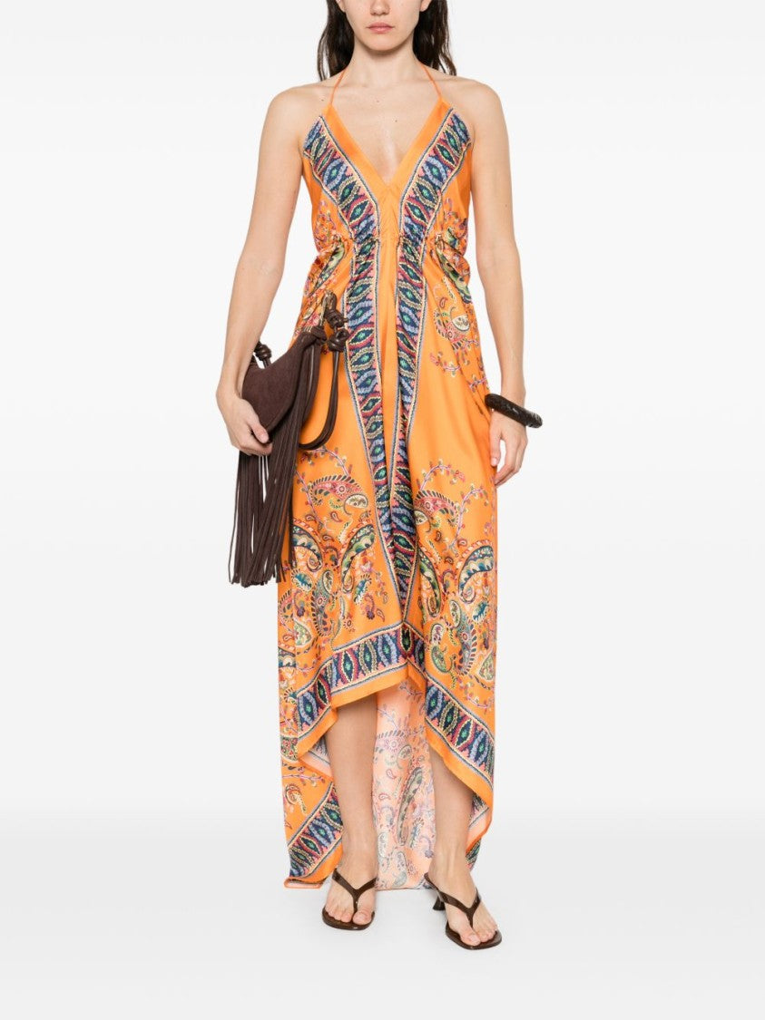 Etro Asymmetrical Handkerchief Hem Dress With Paisley Patterns