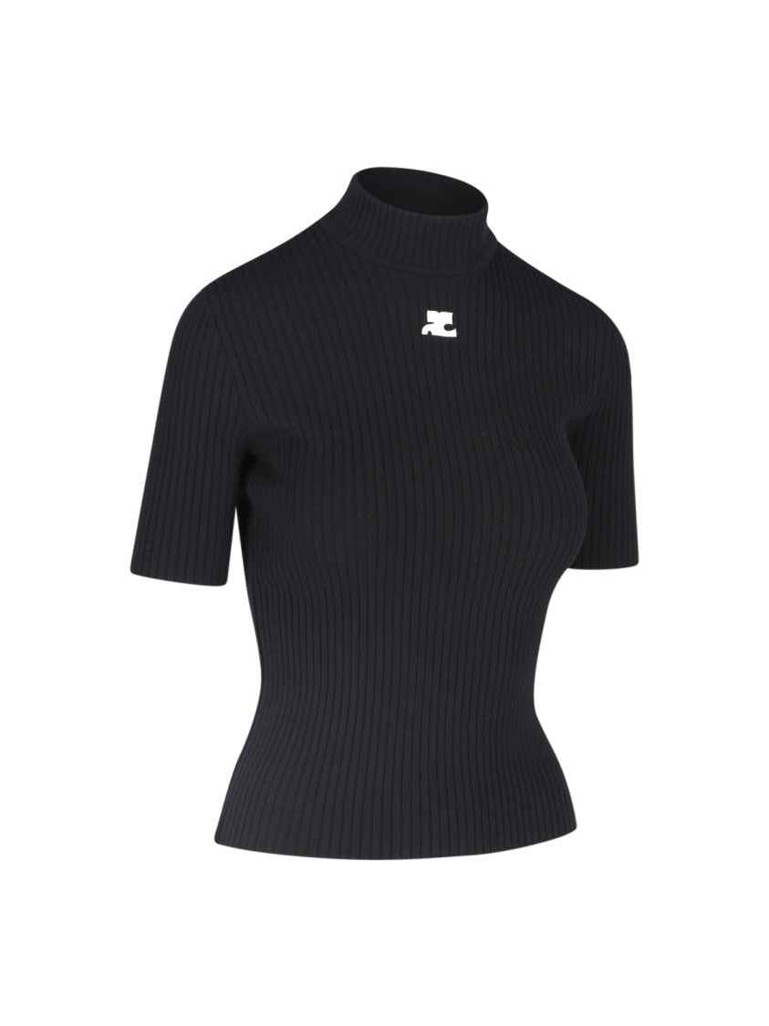 Courrèges "Reedition" Ribbed Top – Black