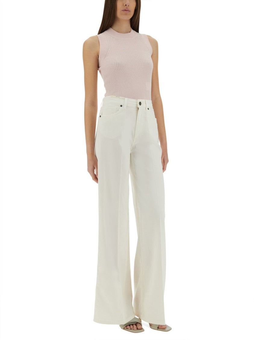 Sportmax Ribbed Sleeveless Top With High Round Neckline