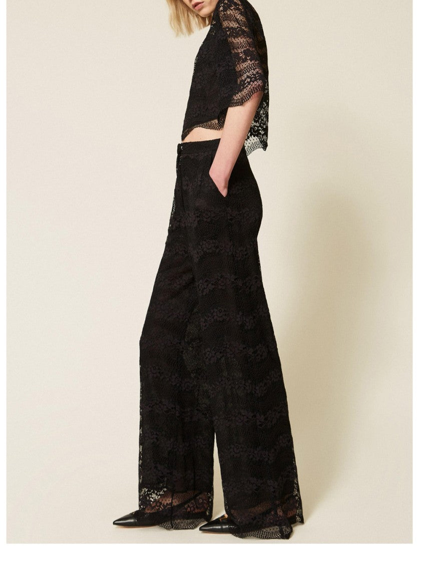 Twin-Set Macramé Wide-Leg Pants