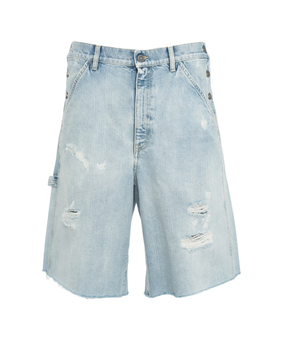Golden Goose Denim Bermuda Shorts With Distressed Detailing