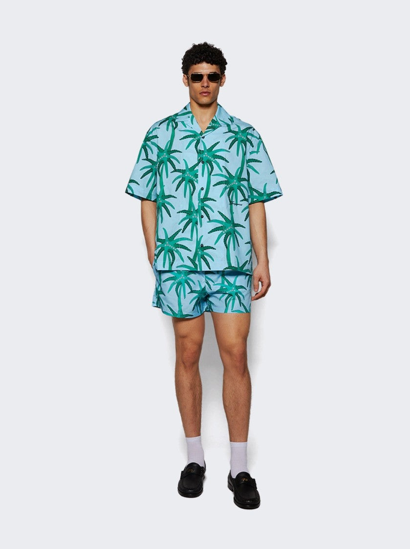Jacquemus Jean Shirt Print Palmtrees Star Blue