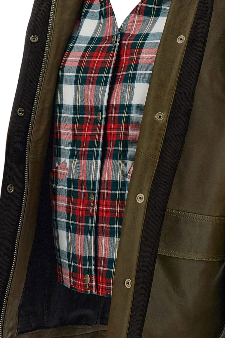 Halfboy Green Vintage Leather Shearling Collar Parka