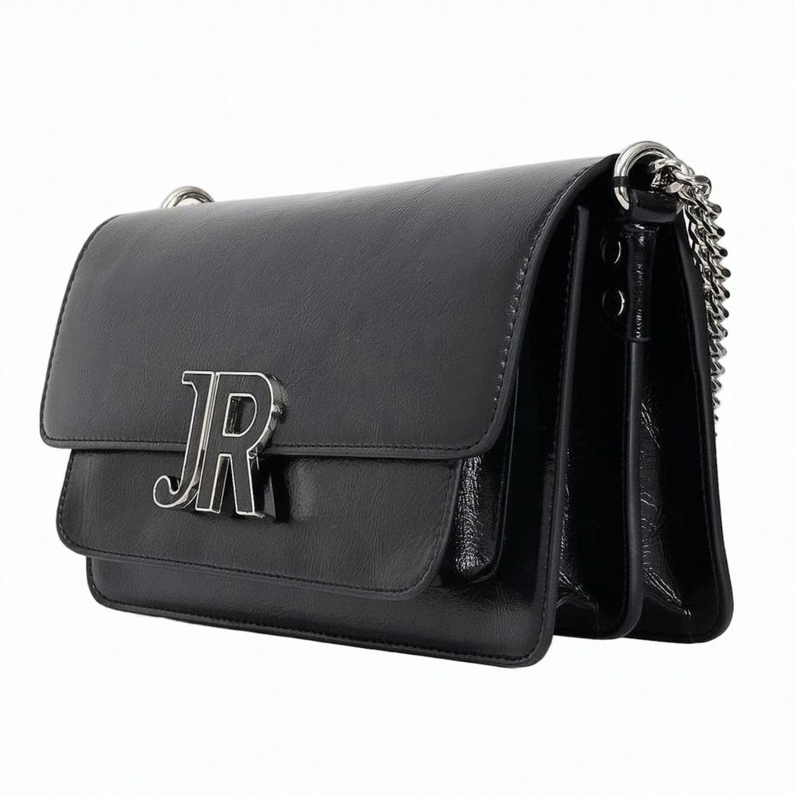 Richmond Structured Black Polyurethane Shoulder Bag