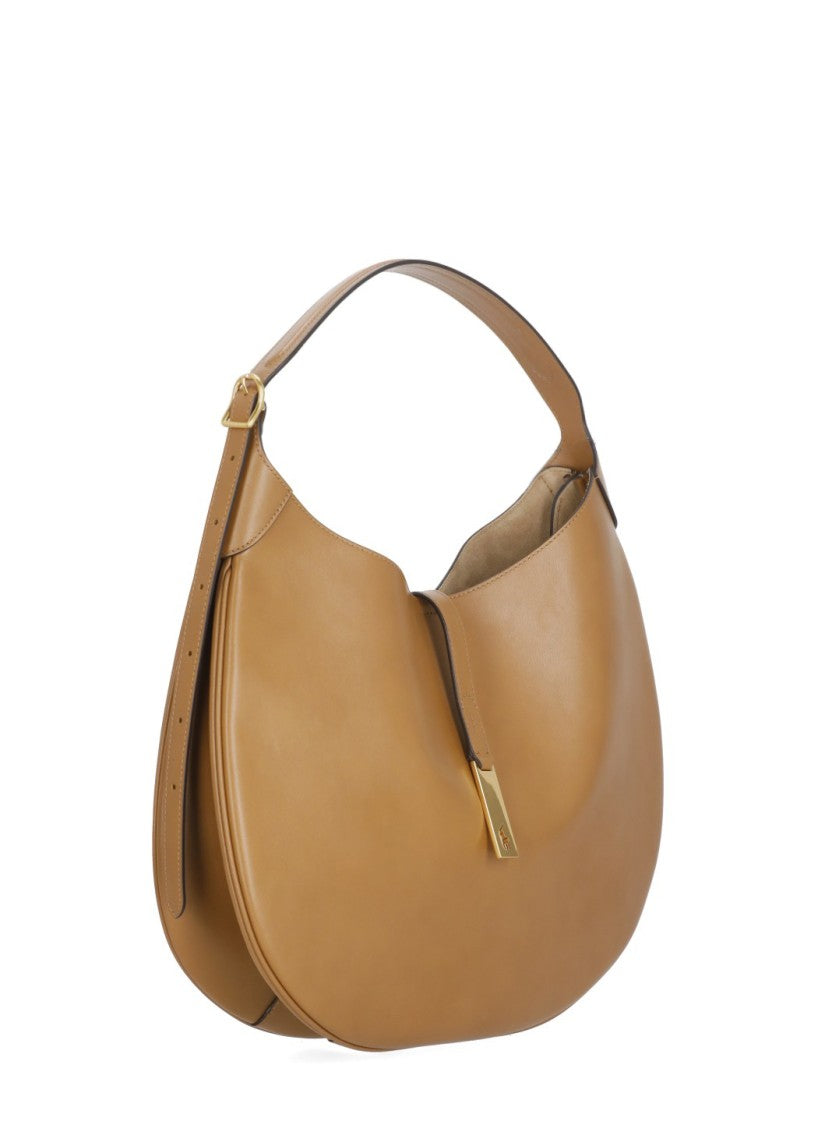 Polo Ralph Lauren Rounded Crescent-Shaped Leather Shoulder Bag With Adjustable Strap