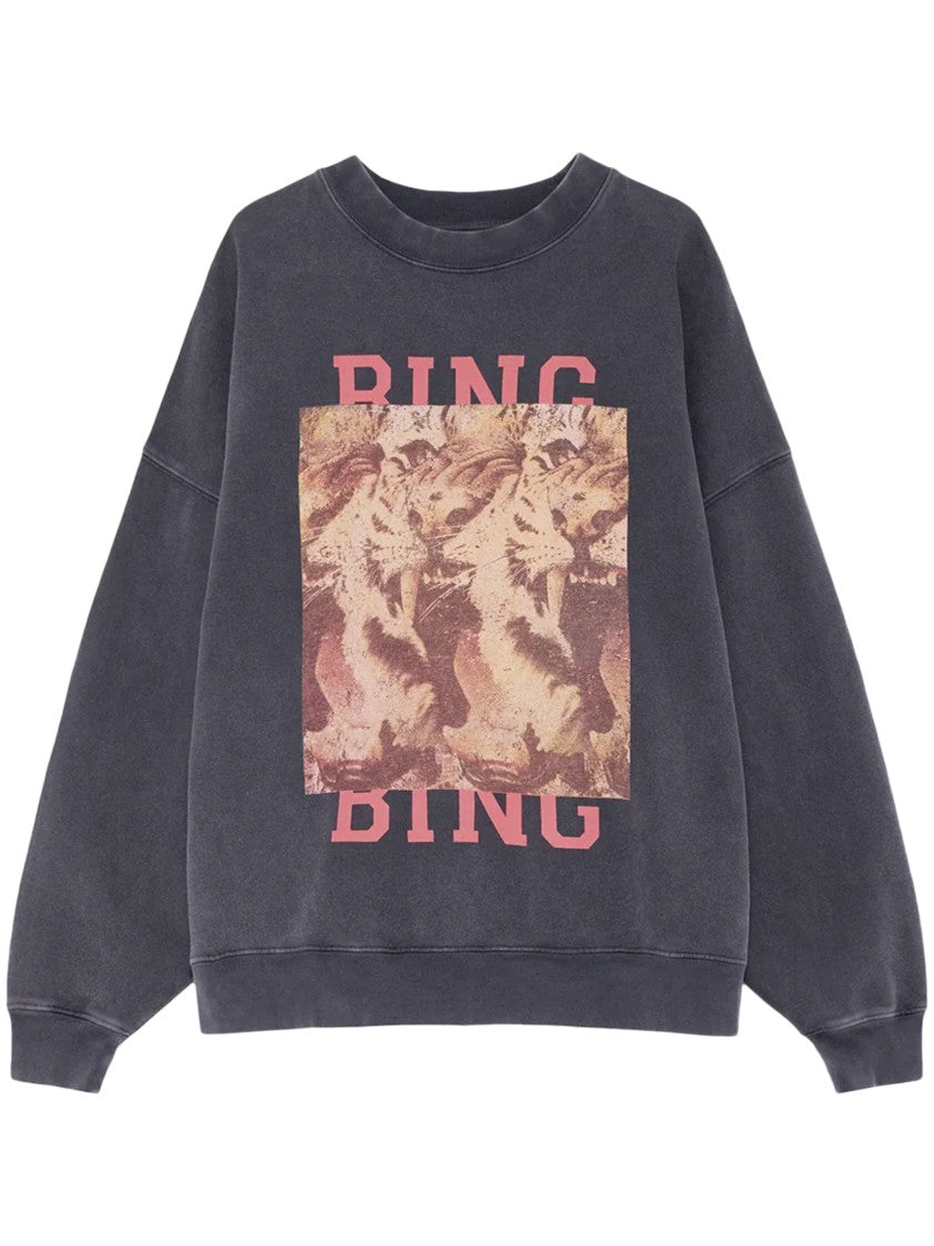 Anine Bing Faded Black Sweatshirt With Vintage Tiger Graphic