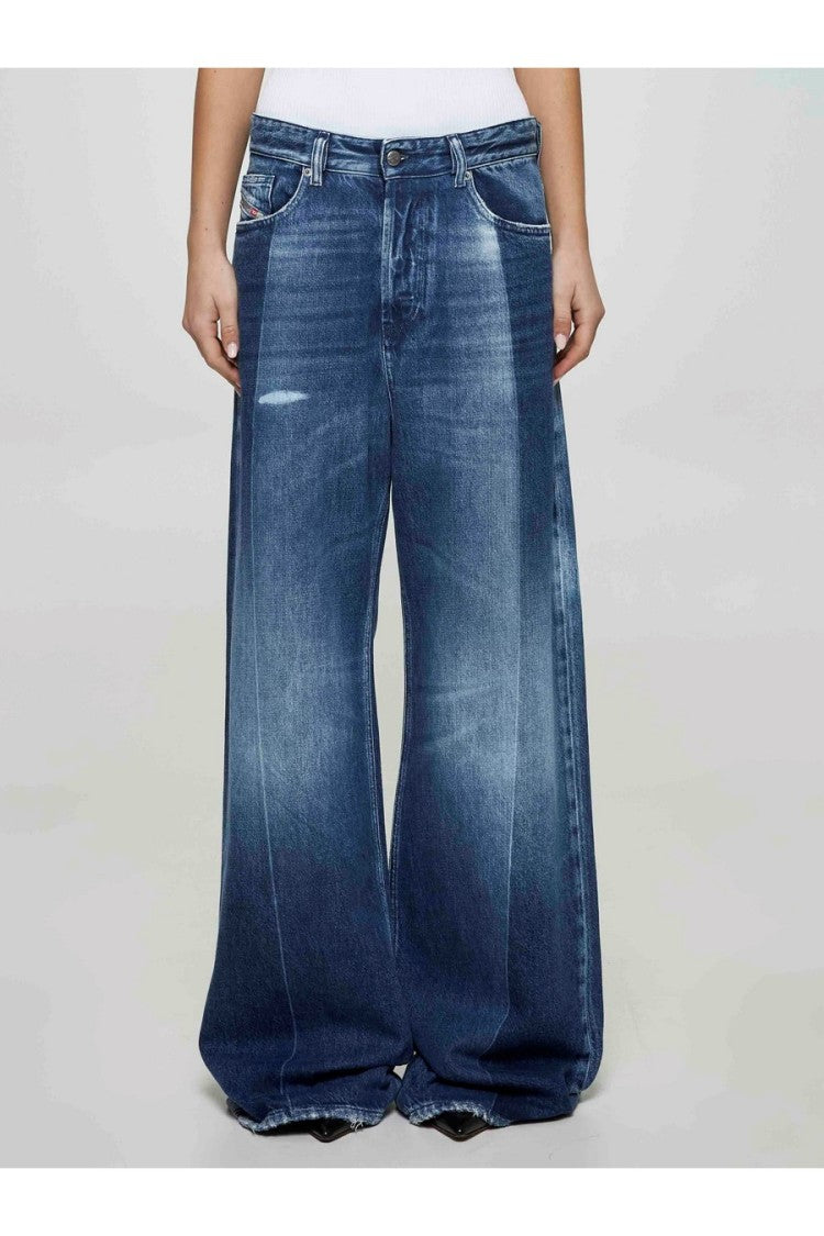 Diesel High-Waisted Wide-Leg Denim Jeans