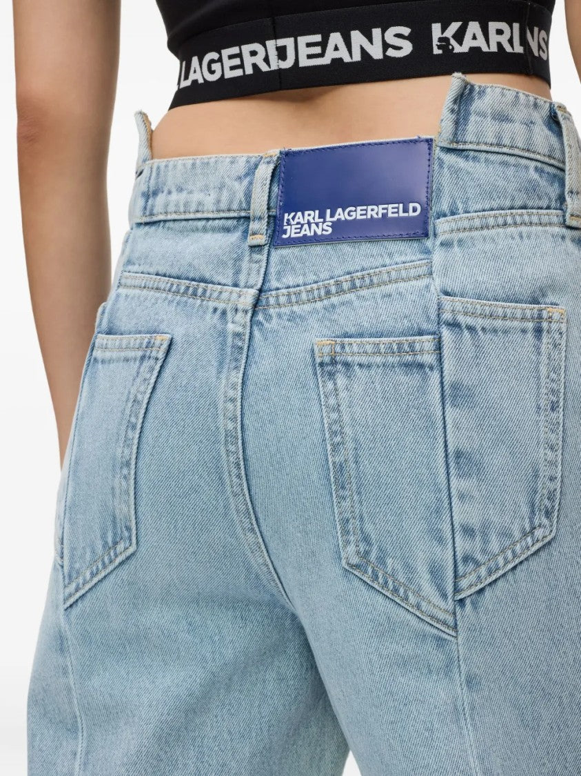 Karl Lagerfeld High-Waisted Wide-Leg Jeans With Classic Five-Pocket Styling