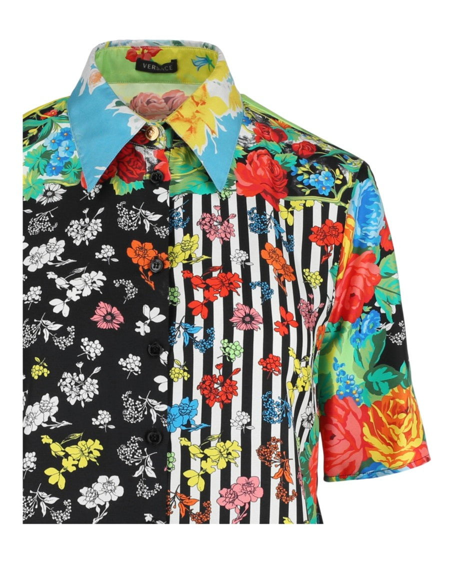 Versace Mixed Patterned Silk Blouse