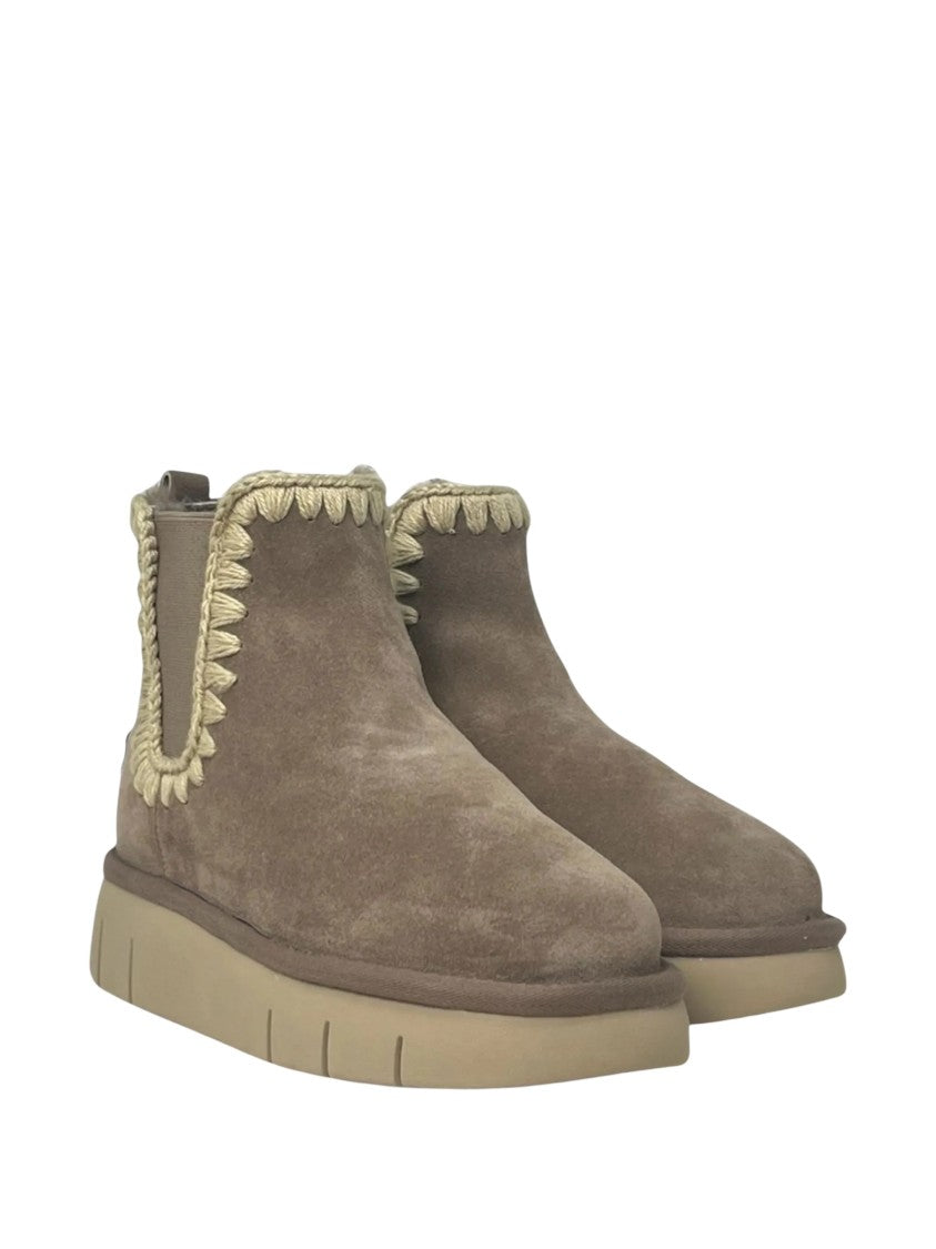 Mou Brown Bounce Suede Platform Ankle Boots