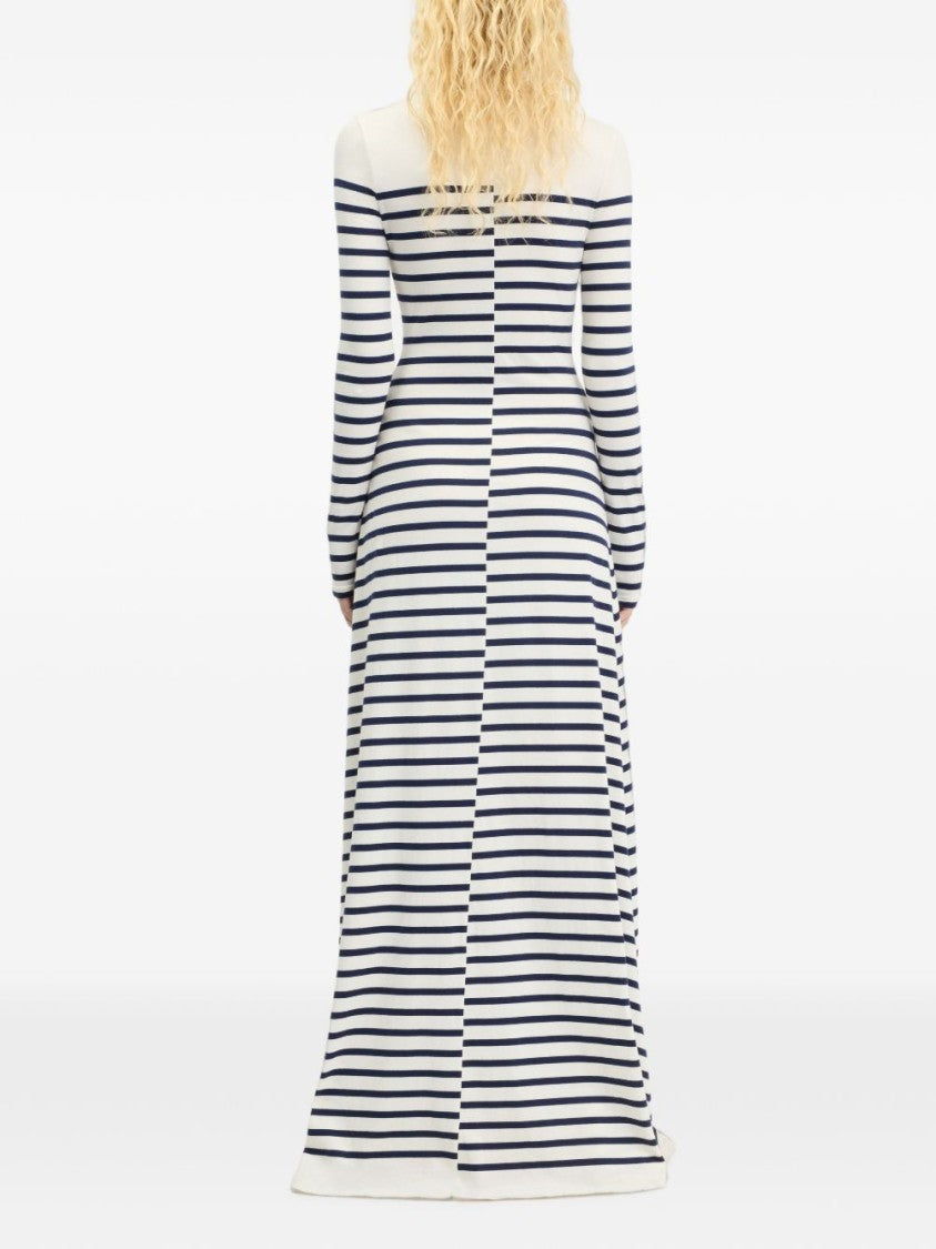Jean Paul Gaultier Striped Logo Detail Fitted Maxi Dress