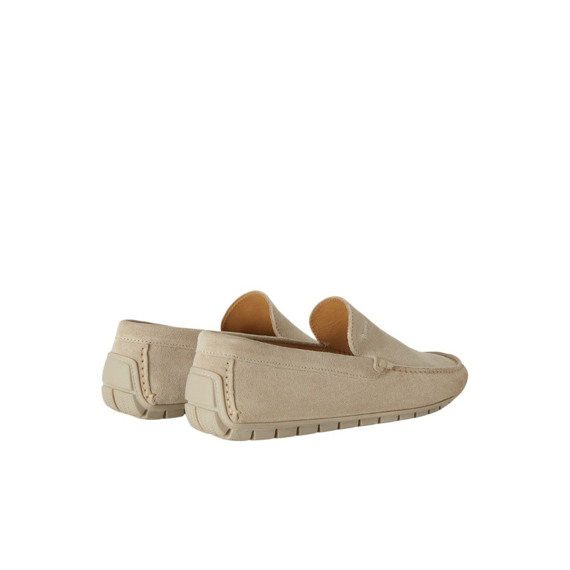 Harmont & Blaine Beige Suede Moccasins With Flexible Rubber-Studded Sole