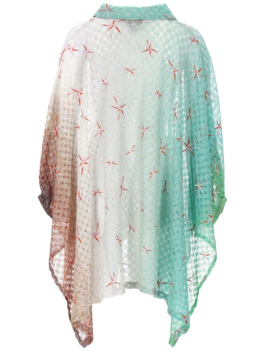 Missoni Green Viscose-Blend Poncho Scarf