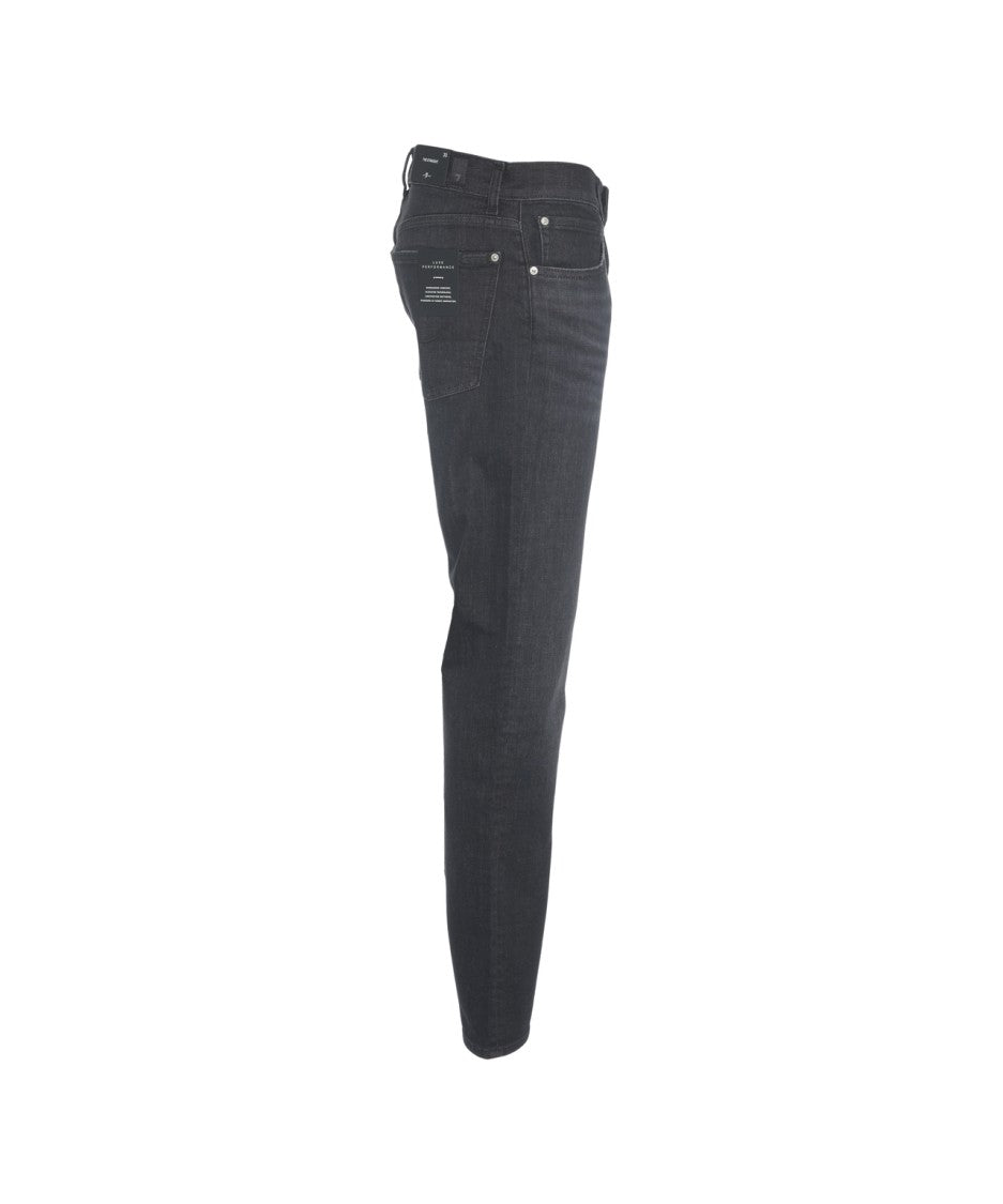 7 For All Mankind Slightly Faded Black Straight-Leg Jeans