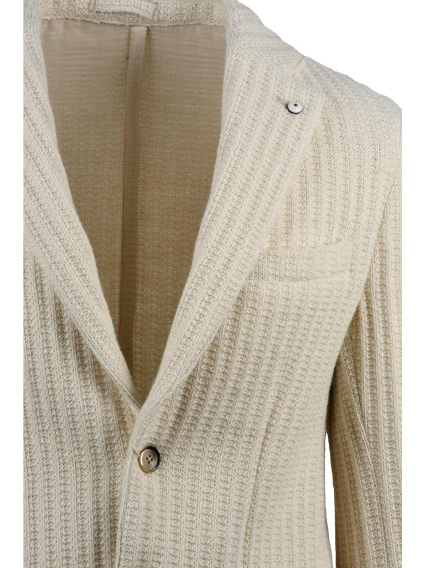 L.B.M. 1911 Textured Ribbed Wool Blend Blazer With Modern Silhouette