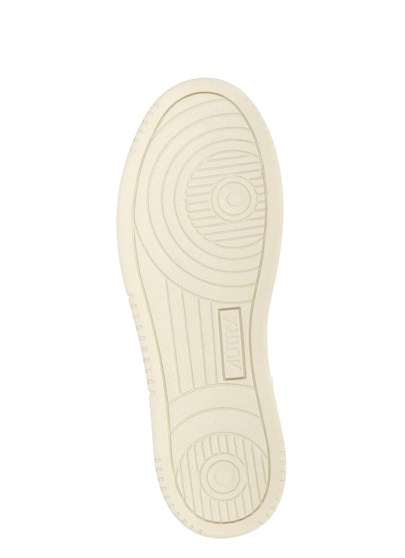 Autry White Smooth Leather Golden Accent Sneakers