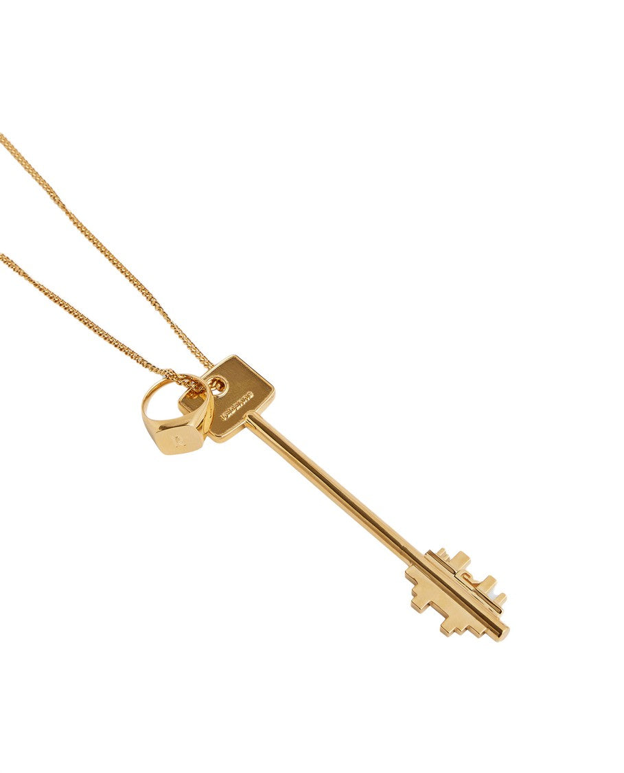 Rabanne Gold-Finish Necklace With Ring And Key Pendants