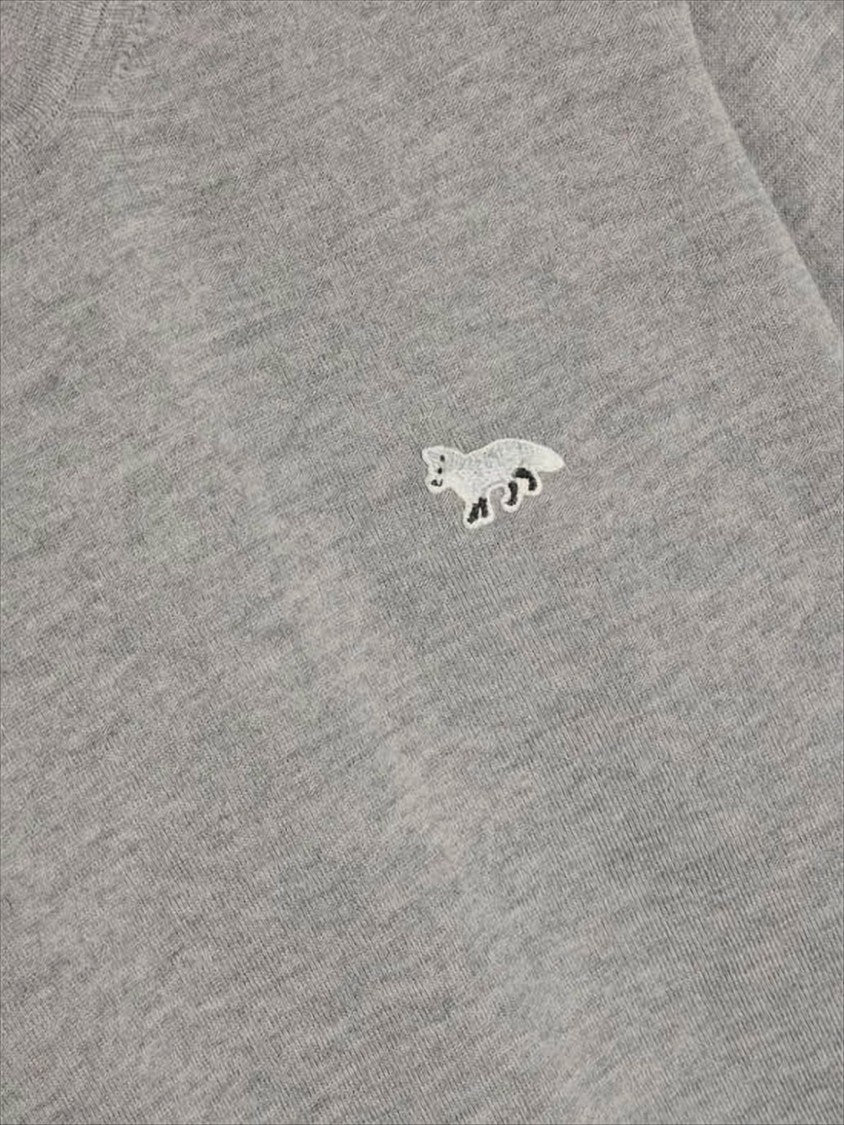 Maison Kitsuné Heather Grey Wool Sweater With Embroidered Fox Emblem