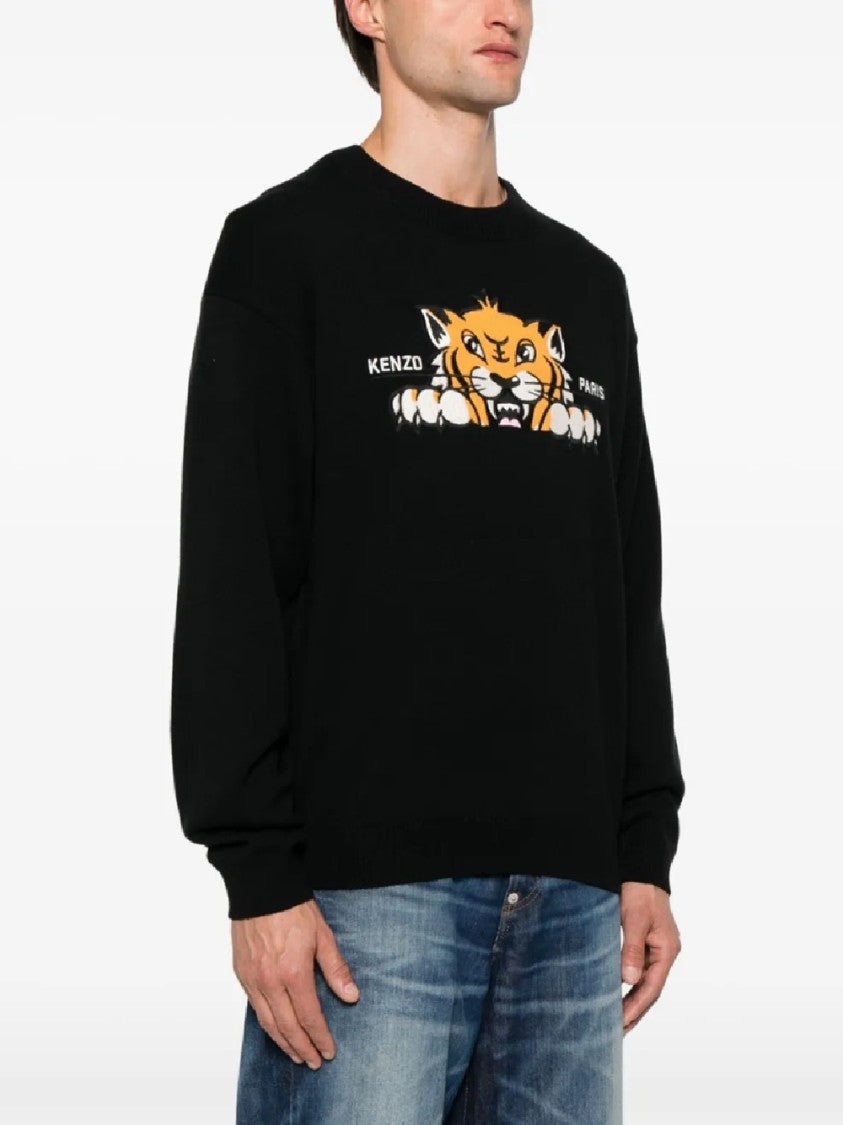 Kenzo Graphic Black Cotton Knitwear