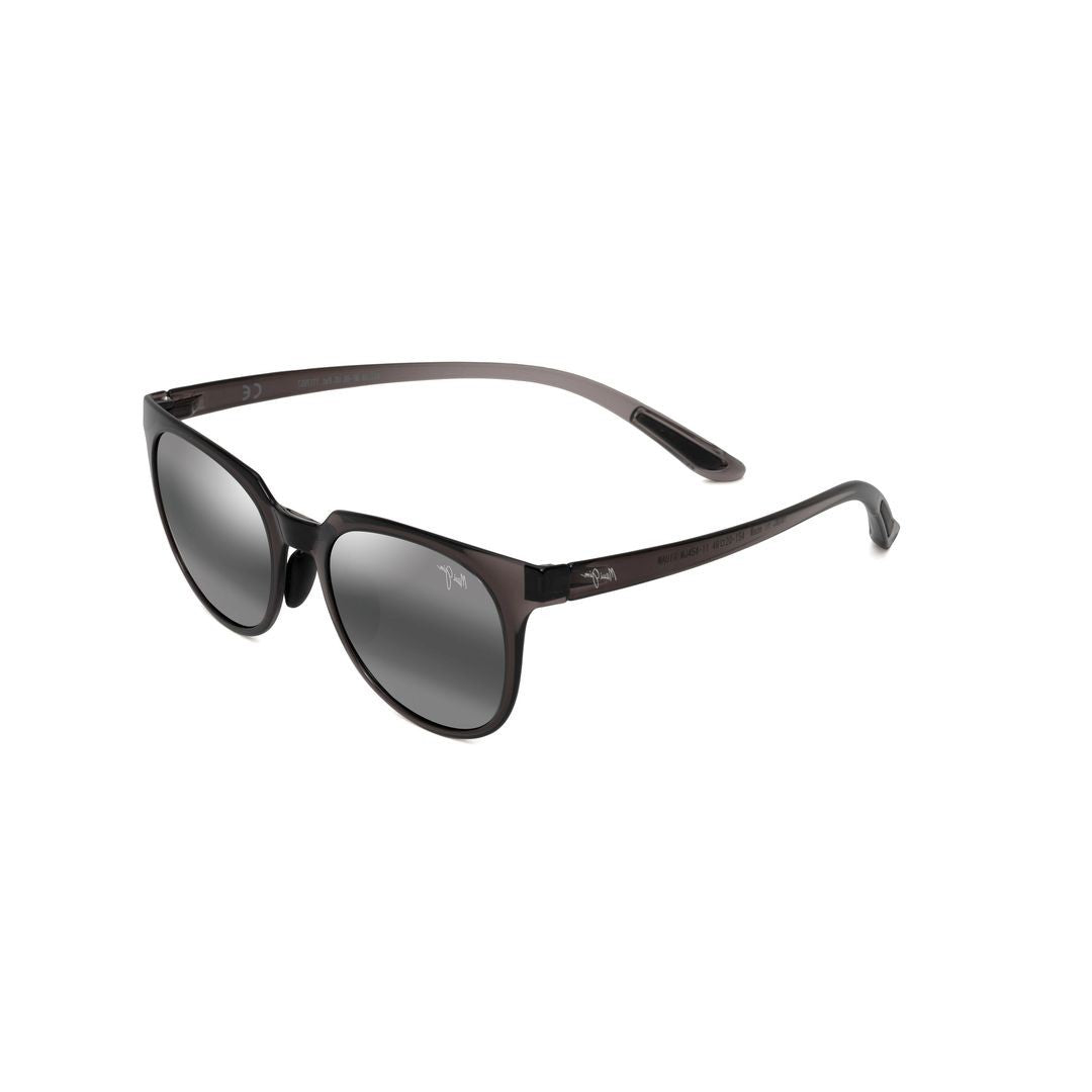 Maui Jim Wailua Translucent Dark Plastic Rounded Sunglasses With Integrated Nose Pads