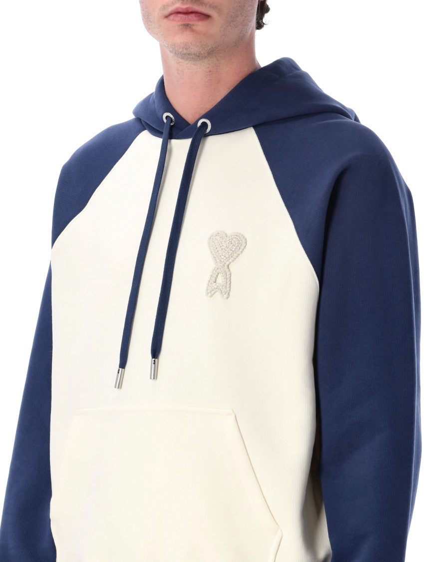 Ami Paris Bicolor Raglan Boxy Cotton Hoodie