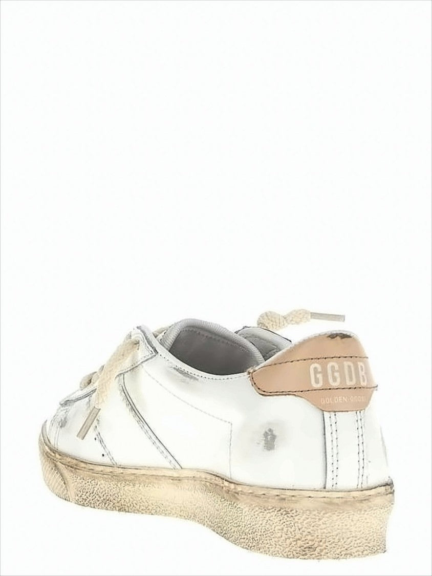 Golden Goose Distressed White Leather Low-Top Sneakers With Vintage Aesthetic