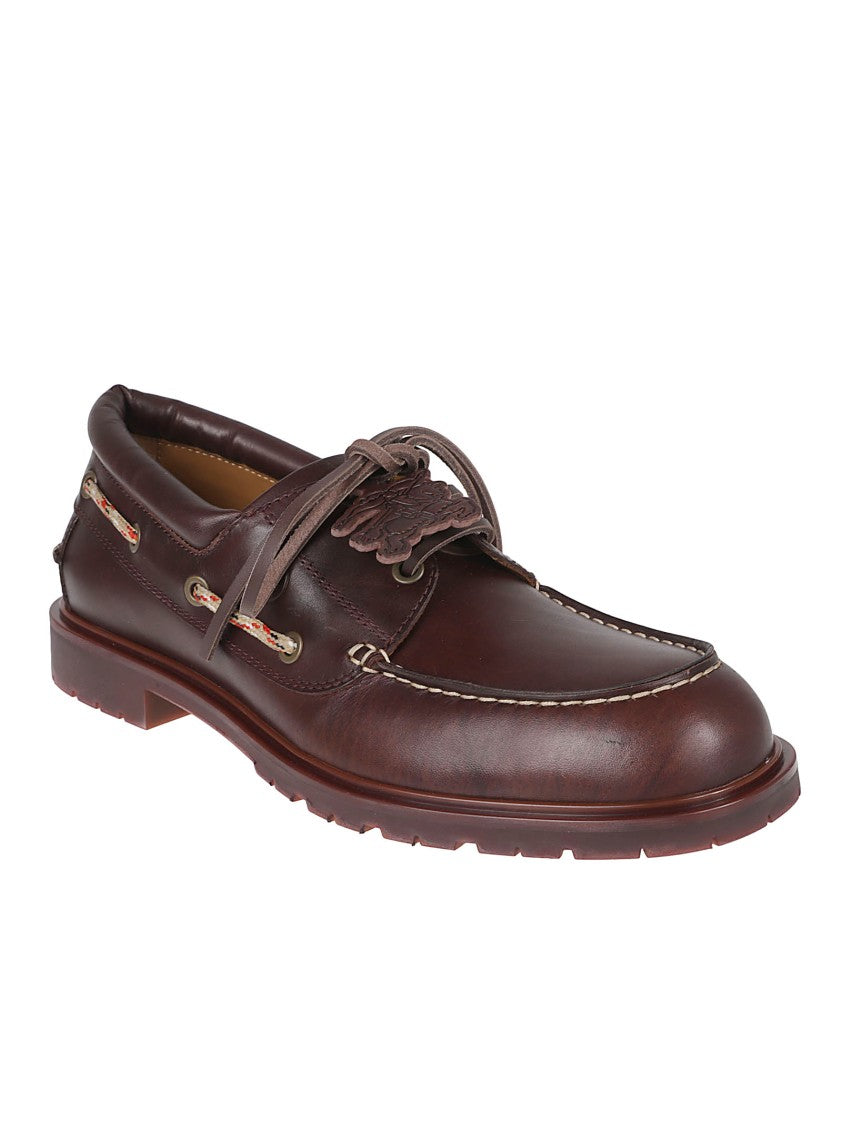 Burberry Moccasin-Style Dark Brown Calf Grain Leather Loafers