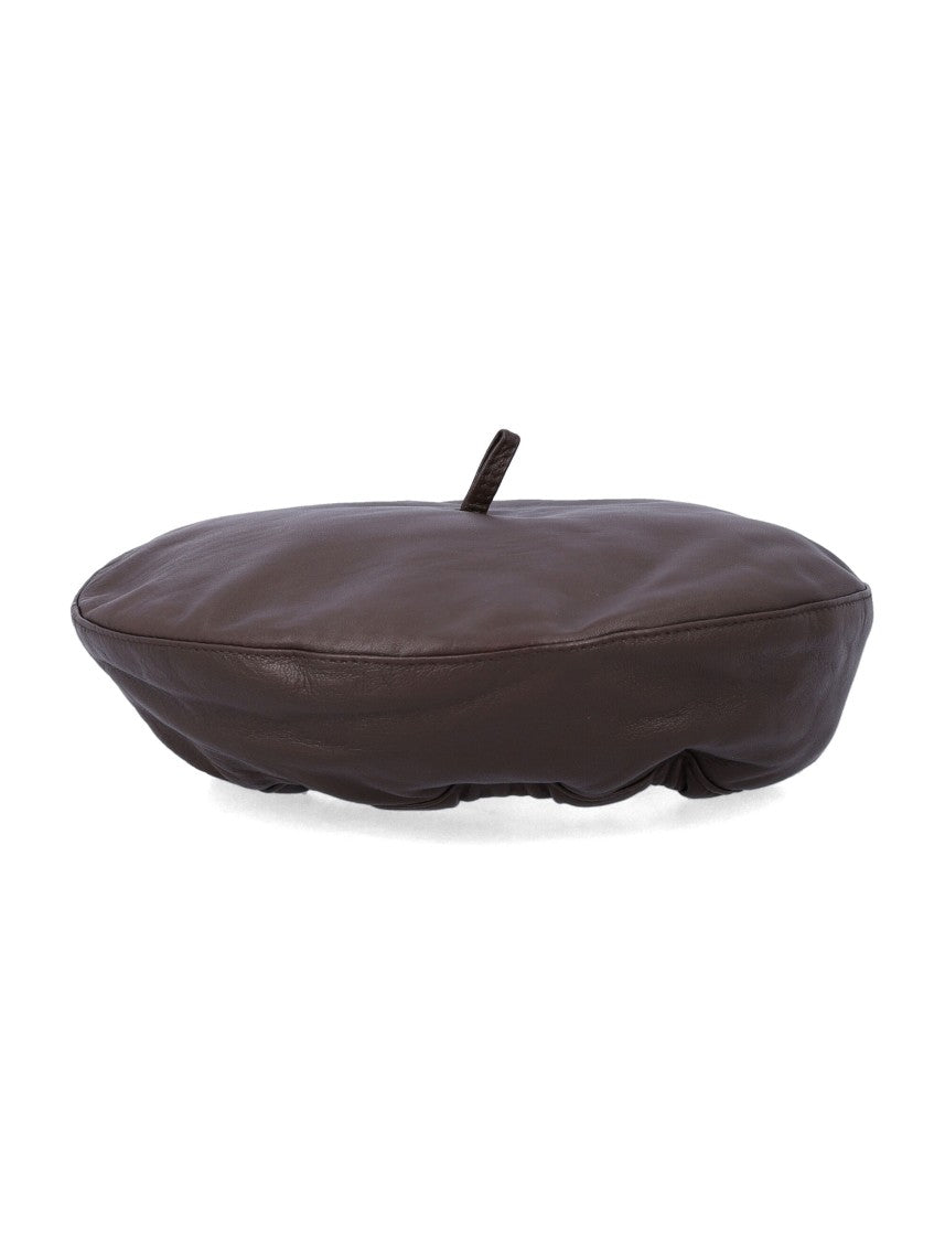 The Garment Sleek Leather Beret With Adjustable Tie