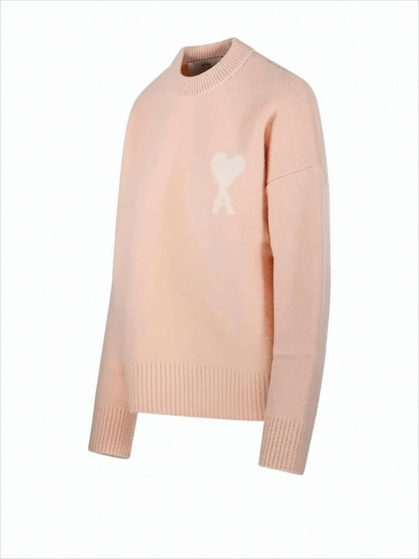 Ami Paris Relaxed Fit Alpaca Wool Crewneck Sweater
