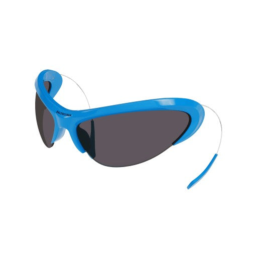 Balenciaga Oversized Blue Acetate Sunglasses With Curved Temples