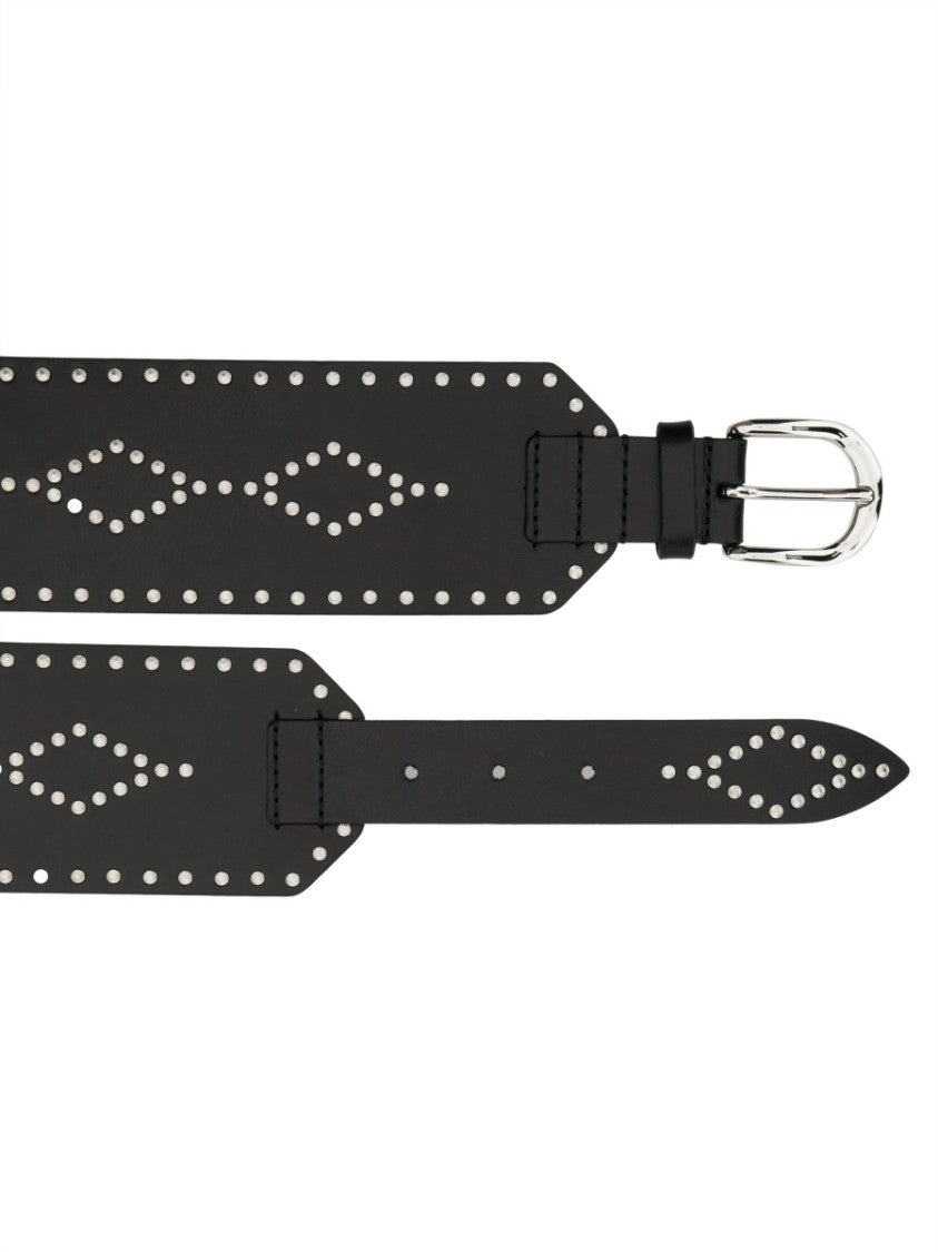 Isabel Marant Neutrals Lucie Wide Studded Leather Belt
