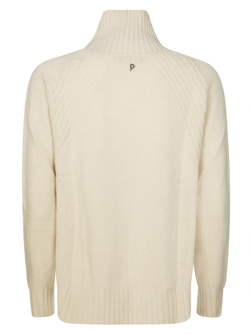 Dondup High Neck Relaxed Fit Sweater With Ribbed Detailing