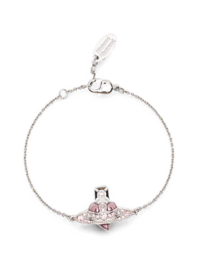 Vivienne Westwood Pink Silver-Tone Enamel Crystal Orb Bracelet
