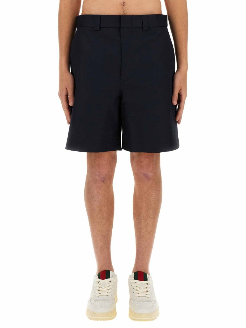 Gucci Web Ribbon Cotton Shorts With Side Pockets